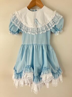 Lid'l Dolly's Girls 6x Southern Belle Light Blue Lace-Trim Dress